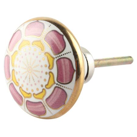 Pink Wheel Flower Ceramic Wardrobe Knob Online